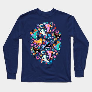 Retro Rainbow Roller Skates and Stars Long Sleeve T-Shirt